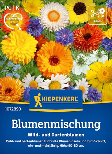 Kiepenkerl Blumensamen-Mischung Wild und Gartenblumen 1072890, Blumensaat | Für bunte Blumeninseln und zum Schnitt, circa 60- 80 cm hoch, Blumenwiese, als Schnittblume, einjährig