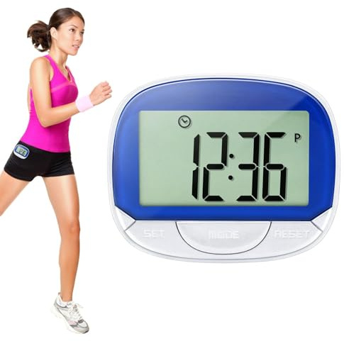 Rastreador de pasos 3D para caminar, podómetro digital, contador de pasos simple con clip, pantalla grande de 55 mm con reloj, contador de pasos preciso, podómetro 3D para hombres, mujeres, niños