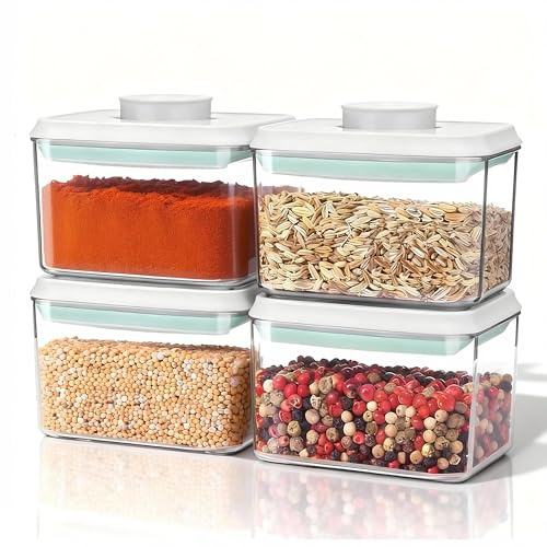 Airtight Pop Food Storage Containers Kitchen Canister Set With Lid 0.5qt *4 | BPA-Free Stackable Kibble Cereal Flour Pasta & Snack Containers for Kitchen Pantry Organizer with One-Touch Opening Lid