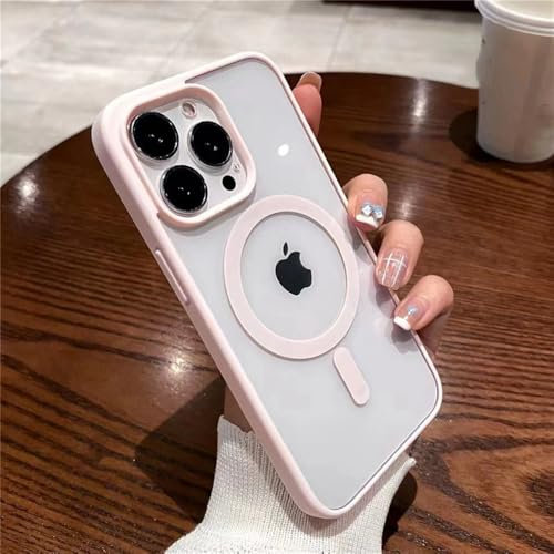 DENUVI Custodia trasparente per iPhone 15 14 13 12 11 Pro Max X XS XR Max 7 8 Plus SE 2020 2022 Mini custodia protettiva magnetica, rosa, per iPhone 12 mini