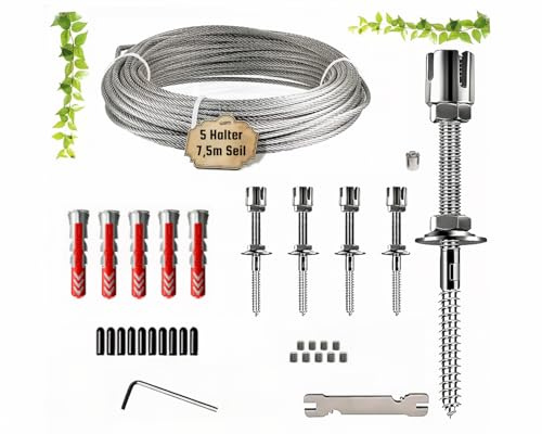 Rankhilfe Wand Edelstahl Metall Halter Drahtseil Kletterhilfe Pflanzen Stütze (5)