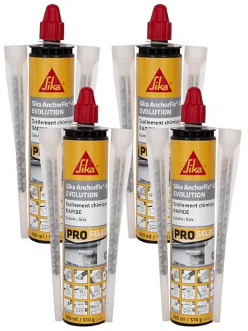 SIKA - Scellement chimique - Sika Anchorfix 01 Evolution Gris - Prise rapide - Int/Ext - Multi-matériaux - Fixation d'objets lourds - Scelle store, volet, portail, chauffe-eau, radiateur - 300ml