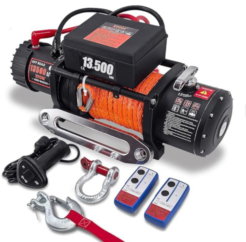 Cabrestante eléctrico impermeable de 12000 libras, 12 V, cuerda sintética, cabrestante eléctrico, cabrestante de remolque, barco, remolque, cabrestante SUV, vehículo todoterreno con control remoto