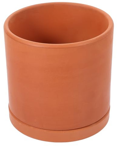 TOGEVAL Maceta Cilíndrica de Terracota Naranja, 1 Pieza, Tamaño Medio