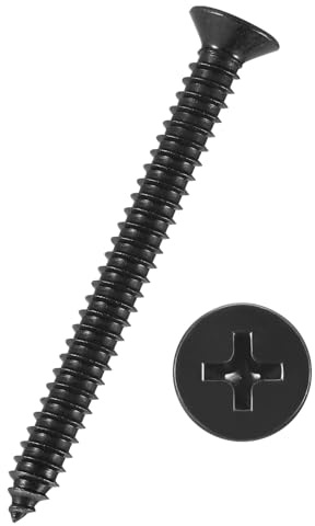 Kozelo 10pcs Phillips Flat Head Wood Screws - [#14x3] 304 Stainless Steel Countersunk Self Tapping Screws for Furniture Assembly, Interior Trim, Outdoor Construction, Black | Flat Head Countersunk Self Tapping Screws for Furniture Assembly, Interior Trim, Outdoor Construction