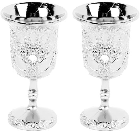 Beufee 2pcs gobelets et calices vintage, 25 ml de calice de luxe chinois de 25 ml Verre de vin rétro en métal pour bar