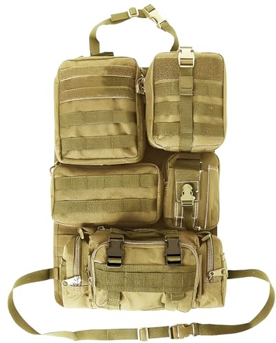 Taktische Autositz Organizer,Autositz Rückenlehnen Organizer Mit Molle-Paneel Und 5 Abnehmbare Tasche,Universaler Auto RüCksitz Organizers Ist FüR Die Meisten Modelle Wie Lkws, Jeeps, Suvs Usw