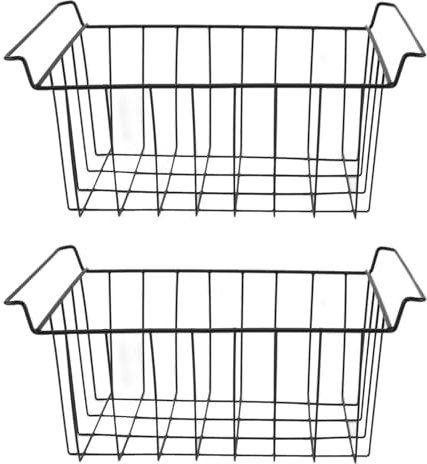 Lot de 2 paniers de rangement en fil métallique pour congélateur – Bacs profonds avec poignées Idéal pour réfrigérateur de cuisine et congélateur coffre 49,5 cm x 29,5 cm
