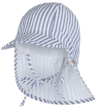 Sterntaler Schirmmütze Nackenschutz Streifen – Leichte Kinder-Mütze aus Baumwoll-Mix mit Bindeband, Gummizug und weichem Bio-Innenfutter, UV-Schutz 50+