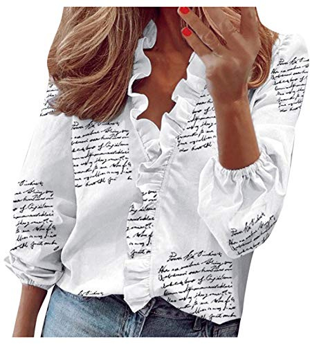 Uwdiohq Blusa Corta de Mujer Elegante con Volantes y Cuello en V Liso de Manga Superior con Estampado Informal de Verano Chaqueta Punto Mujer