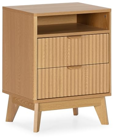 HOMN LIVING Mesita de Noche Oporto 2 cajones, 45 cm (Ancho) 35 cm (Profundo) 60 cm (Altura)