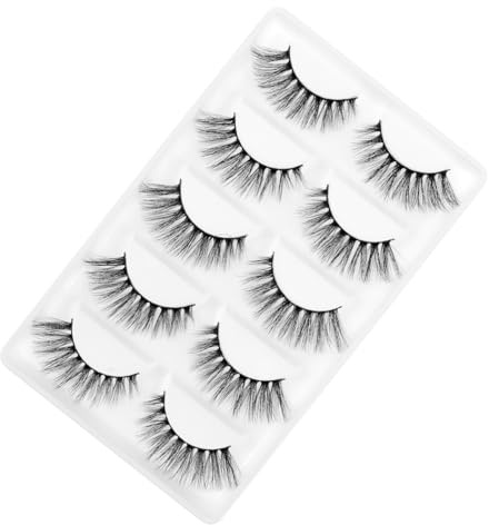 FIXOSHEE 5 Faux Cils Épais Noirs Fibres Artificielles Légères et Recourbées Effet Volume Naturel et Séduisant