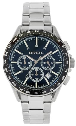 Breil, Collezione Lucien, Cronografo Uomo, Lunetta in Alluminio, Quadrante con Indici Luminous, Bracciale a 3 Maglie Ripiegate, Chiusura Diver, WR 5 ATM, Cassa in Acciaio 43 mm, Idea Regalo Uomo