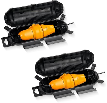 belbox Wasserdicht 2 STK, Kabelschutz Aussenbereich Schwarz | Wasserdichte Kabelbox, Steckerschutz Aussen, Kabelschutz Outdoor, Verlängerungskabel-Schutz, IP44 Schutzklasse, 2er-Set