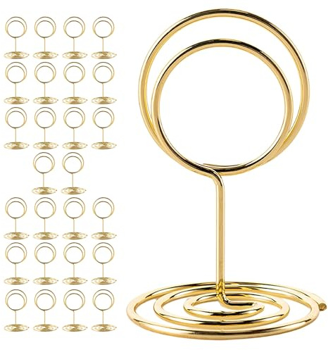 warmtree 26 Pieces Gold Table Number Holders - Place Card Holders & Table Number Stands for Wedding Decor, Centerpieces for Tables, Multi-Use Card Holders for Parties/Birthdays/Restaurants