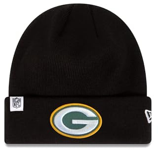 New Era Green bay Packers Loop Label Knit Beanie NFL Berretto Nero