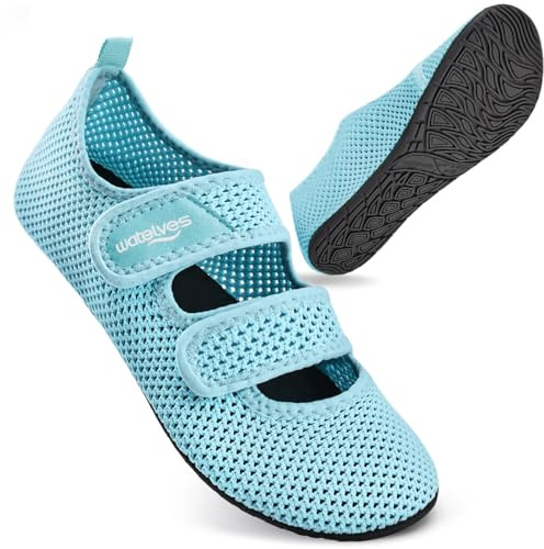 WateLves Badeschuhe Wasserschuhe Herren Damen Schwimmschuhe Strandschuhe Aquaschuhe Schnell Trocknend Breathable Surfschuhe Beach Pool Unisex(Hellblau 38/39)