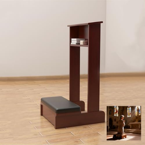 Kniebank Meditationsbank Mit Gepolsterter Sitzfläche Gebetskniebank Aus Holz Meditationshocker Tragbarer Meditationsstuhl Robuste Gebetsstuhl Für Haus Und Kirche Meditation Für Anfänger(Brown)