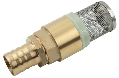 Clapet anti-retour d'aspiration avec connecteur de tuyau 19 mm et 25 mm pour équipement d'arrosage de jardin, clapet anti-retour en laiton avec filtre en acier inoxydable pour irrigation, étang