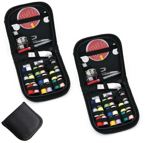 2 Stück Nähset Grundausstattung, Nähzubehör für Reise und Haushalt, Kompaktes Sewing Kit mit Nadeln und Garn, Ideal für Anfänger, Familien und Notfälle