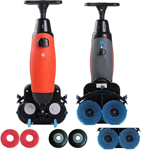 GEHPYYDS Laveuse et autolaveuse de sols Commerciale, Largeur de Nettoyage de 43 cm (17 Pouces), Couverture de 1200 m²/h (13 000 pi²/h), Nettoyage en Profondeur à 240 TR/Min Red