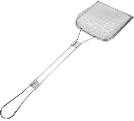 LALADEFIEE Cucchiaio Scolapasta in Acciaio Inox 304 Manico in Legno, Schiumarola a Maglia Fine per Fritti e Verdure, Utensile da Cucina Multifunzionale per Casa e Ristorazione, Foro