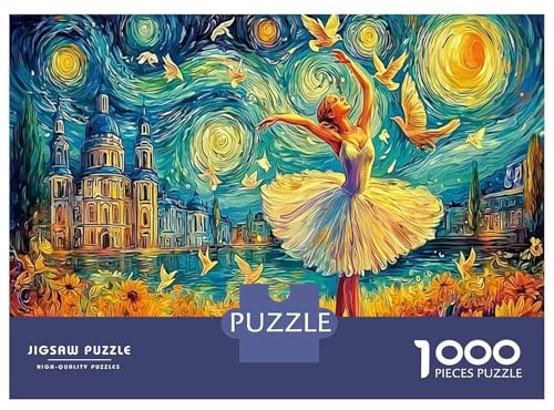 Ballerina Starry Night Classic Jigsaw Puzzle, Starry Dancer 1000 Pieces, Thick Cardboard Puzzle, Concentration Training Puzzle, Party Puzzle, Puzzle 38x26cm/1000pcs