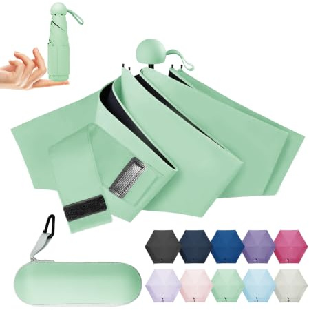 LILAC Mini Compact Umbrella, Lightweight Folding Parasol UPF 100 Rain Gear