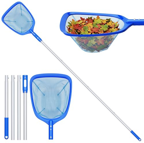 Priksia 183cm Pool Kescher, Poolkescher Feinmaschig mit Teleskopstange, Poolreinigung Pool Zubehör, Teichkescher für Schwimmbad, Teich, Algen & Bestway Pool, Planschbecken, Whirlpool