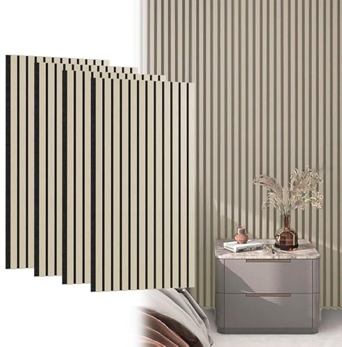 XMTECH Akustikpaneele Holz 2er Set 120 x 60 cm, 3D Holzoptik, Eiche Weiß | Natürliche Oberfläche, robuste Materialien, flammhemmend und feuchtigkeitsbeständig, passend für Musikzimmer und Homeoffice