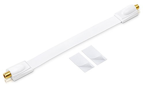 conecto Premium Fensterdurchführung für SAT Kabel koaxial inkl. Klebepads (F-Kupplung auf F-Kupplung, vergoldet) weiß, 26 cm