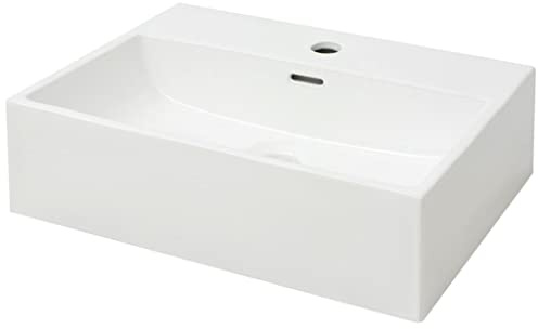 vidaXL Vasca con foro per rubinetto, in ceramica, 51,5 x 38,5 x 15 cm, colore: bianco