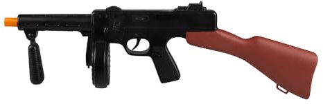 Boland 00629 - Maschinengewehr, 1 Stück, Länge 49 cm, Farbe: Schwarz-Braun, Gewehr aus Kunststoff, Waffe mit Geräusch, für Soldat und Gangster, Kostüm, Verkleidung, Accessoire, Mottoparty, Halloween