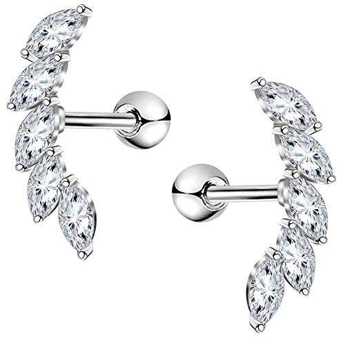OUFER 16G Knorpel Ohrring Helix Piercings Silber Studs CZ glänzend Edelstahl Tragus Conch Oberohrläppchen Schmuck Damen