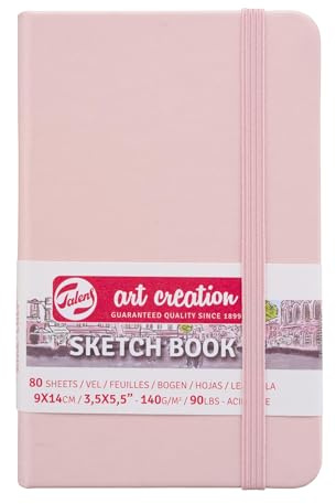 Talens Art Creation Sketchbook 9x14cm Pastel Pink - 80 Sheets 140g Acid-Free Paper - Ideal for Pencil Ink Charcoal Acrylics