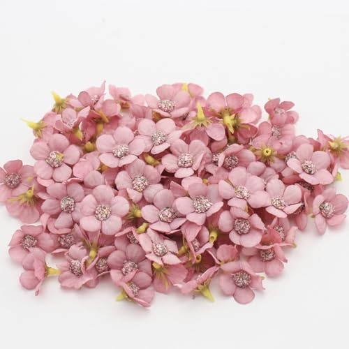 50 Stück Künstliche Blumenköpfe Blütenköpfe Deko-Blüten Kunst Blumen Köpfe Mini Kunstblumen Blüten-Köpfe für Hochzeit Feste Party Home Deko DIY Basteln Garland Scrapbooking Haarschmuck,Ø 2.5cm Rose