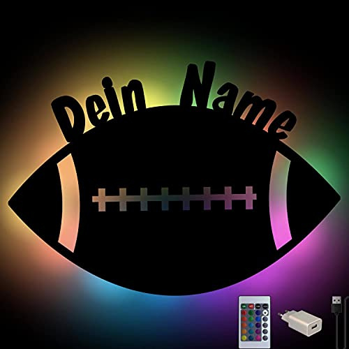 Namofactur personalisierte American-Football-Wandlampe aus Holz