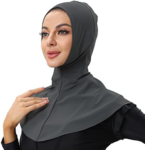 seafanny Kvinnors simma hijabs heltäckande simmande scarf solskydd(Mörkgrå)