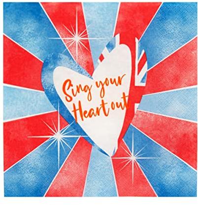 Tovaglioli Union Jack per Eurovision Party 2023 | Liverpool Song Contest Ucraina - Articoli da tavola in carta usa e getta riciclabili, confezione da 20, realizzati da Talking Tables