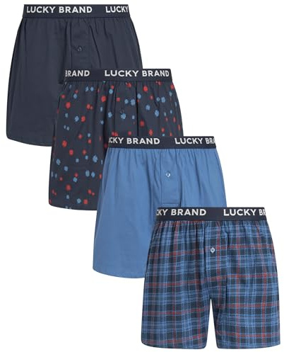 Lucky Brand Mens Boxer Shorts 4 Pack Underwear Knit Boxers, 4 1/4 Inseam