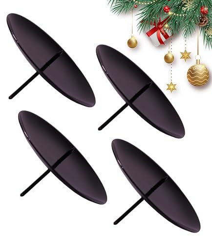 Adventskranz Kerzenhalter 8 cm / 10 cm Schwarz, Adventskerzenhalter Metall, Kerzenleuchter 4 Stück, für Adventskranz Weihnachten, Kerzenteller mit Dorn (10 cm)