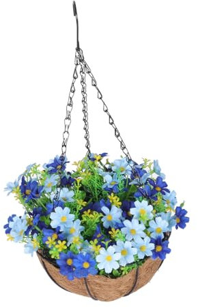 TOPBATHY Artificial Flower Hanging Basket Iron Craft Winter Theme for Indoor Outdoor Garden Home Decor Lightweight and Adds Beauty to Space