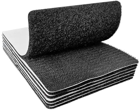 ZESION 4x6 inch Hook and Loop Strips with Adhesive, Nylon Heavy Duty Hook and Loop Tape, Excellent Grip, Non-Adhesive, Interlocking Tape,for Sewing, Crafting,DIY,Wall Adhesive Strips - 6 Sets