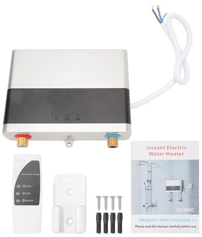 UPQRSG Chauffe Eau Électrique Sans Réservoir, Chauffe Eau Instantané À Température Constante 6000 W 220 V, Chauffe Eau Électrique Intérieur pour Cuisine À Domicile, Salle de Bain(Argent)