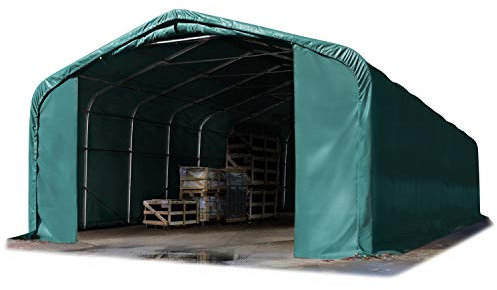TOOLPORT Lagerzelt 6x18 m Zelthalle / 2,6 m Seitenhöhe reißfeste PVC Plane 850 N grün mit Statik (Erduntergrund)