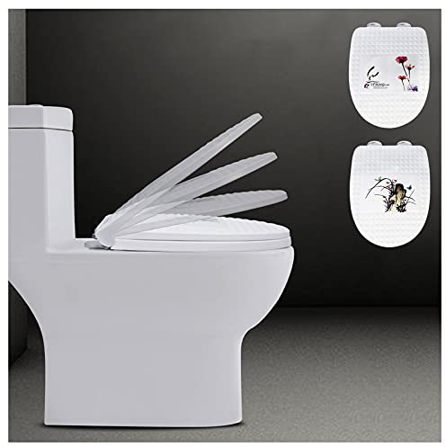 WC-Sitz, Absenkautomatik, Schnellverschluss für einfache Reinigung, ovaler Toilettensitz, Standardgröße, langlebiger Toilettensitz mit verstellbaren Edelstahlscharnieren (Farbe: Orchidee, Größe: O