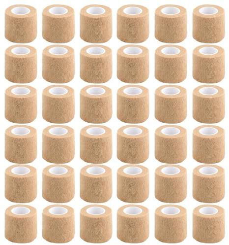 Lucy DM - 36 vendas autoadhesivas de 2 pulgadas x 5 yardas, rollos de vendaje elástico y cohesivo, cinta elástica autoadhesiva para estiramiento, atletismo, deportes, muñeca, tobillo (piel)