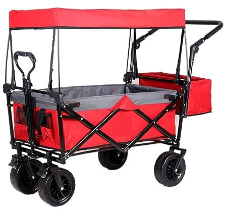 CCYENG Trolley Cart Klappwagen Tragbarer Verstellbarer Gartenwagen mit Markise für Picknicks Camping Shopping Strände Campingwagen Gartenwagen