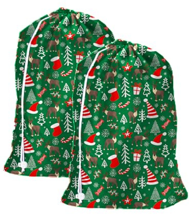 Maishijie Jumbo-Geschenktüten für Geschenke, Geburtstag, Hochzeit, 60 × 90 cm, Weihnachtsgeschenkbeutel, Aufbewahrungstasche, Wäschesack, 2 Stück (grün)
