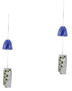 FONDOTIN 2stücke Handgefertigtes Japanisches Windspiel Aus Keramik Elegante Dekoration Für Auto Fenster Balkon Und Haustür Mit Zufälligen Schriftzügen Stilvolles Japanisches Windspiel